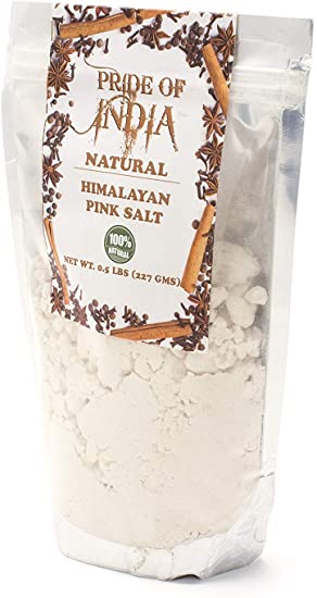 Pride Of India - Pure Himalayan Pink Salt - Enriched w/ 84+ Natural Minerals, Extra Fine Grind in Half Pound (8 OZ) RESEALABLE Packs