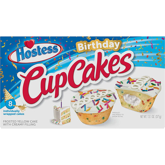 Hostess Birthday Cupcakes | 8 Count | 13.1 Oz | Pack of 2,8 Count (Pack of 1)