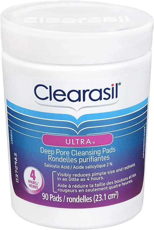 Clearasil Ultra Deep Pore Cleansing Pads, Acne Treatment, 90 Count