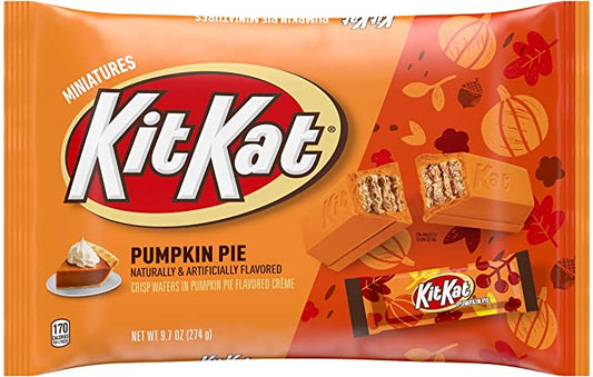 Kit Kat Limited Edition Pumpkin Pie Flavored Creme Miniatures Wafer Candy, Perfect for Fall,Halloween and Thanksgiving, Individually Wrapped, One 9.7 Oz (274 g) Bag