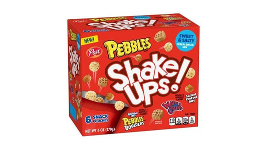 PEBBLES Shake Ups! cereal snack mixes and Marshmallow Cocoa PEBBLES